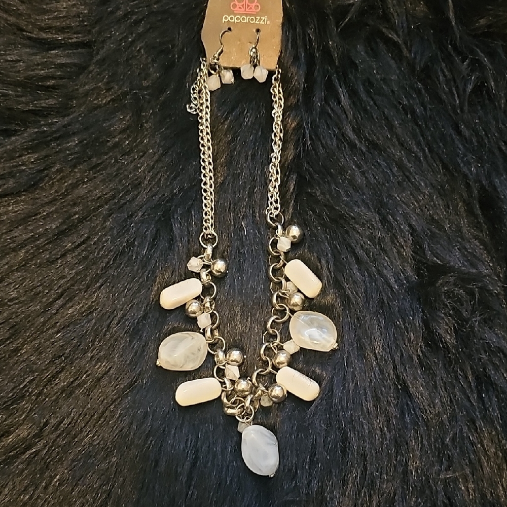 Paparazzi Silver Necklace with White Accents